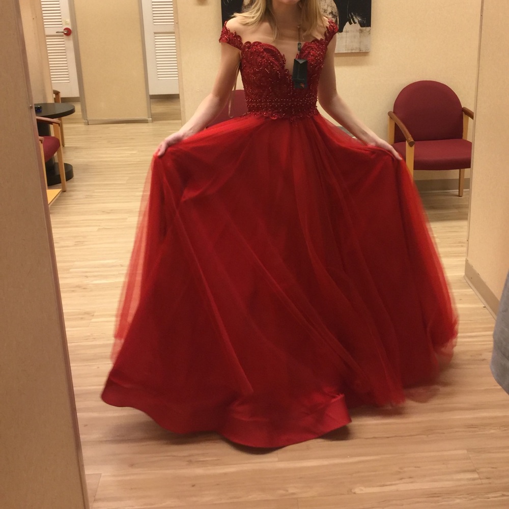 Terani Couture Red prom dress